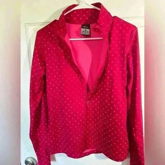 Nike Pro Dri Fit 1/2 zip reddish/dark pink with light pink accents. Size Medium. - Picture 3 of 11